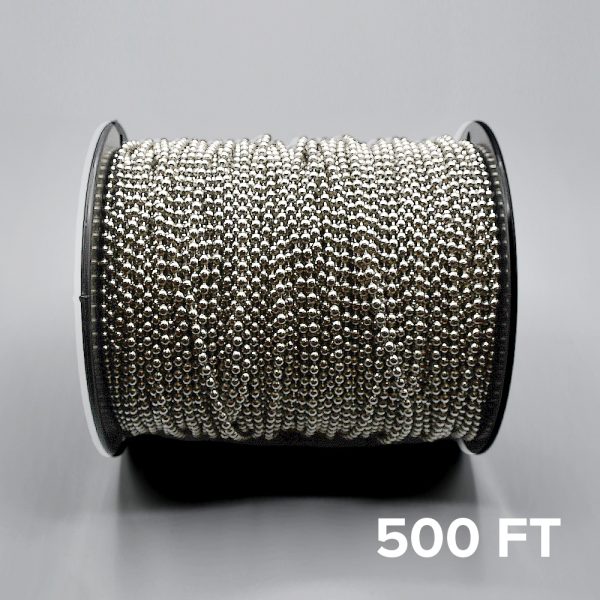 A 500ft spool of Fabtex #10 beaded ball chain for roller shades