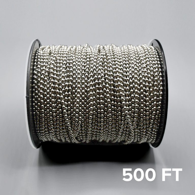 A 500ft spool of Fabtex #10 beaded ball chain for roller shades