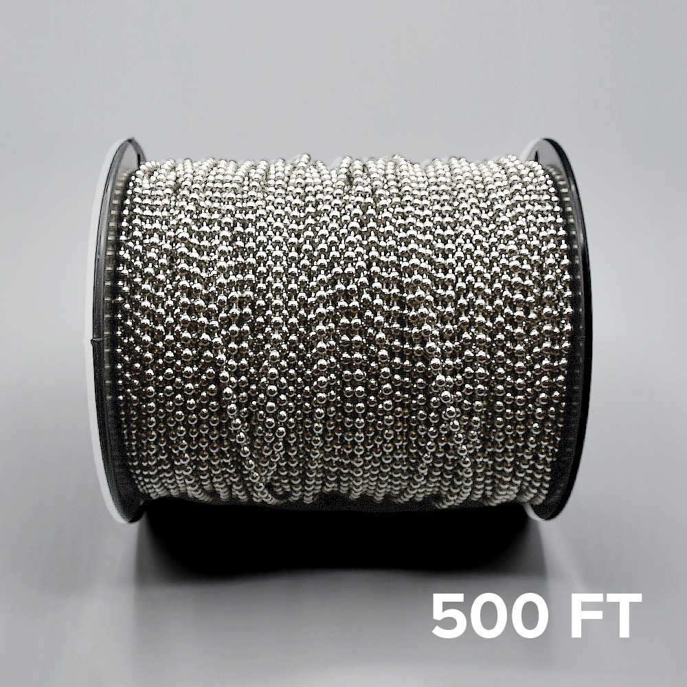 A 500ft spool of Fabtex #10 beaded ball chain for roller shades
