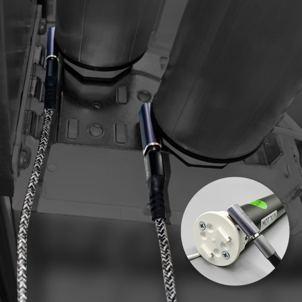 Dual Fabtex ML-280BC-USBC-K roller shade motors with USBC chargers attached.