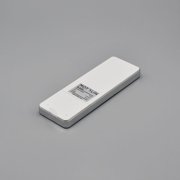 Back view of the Fabtex handheld, 2-channel remote/control. It shows the battery compartment.